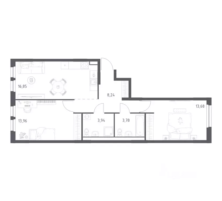 2-к кв. Ленинградская область, Всеволожский район, Свердловское ... - Фото 1