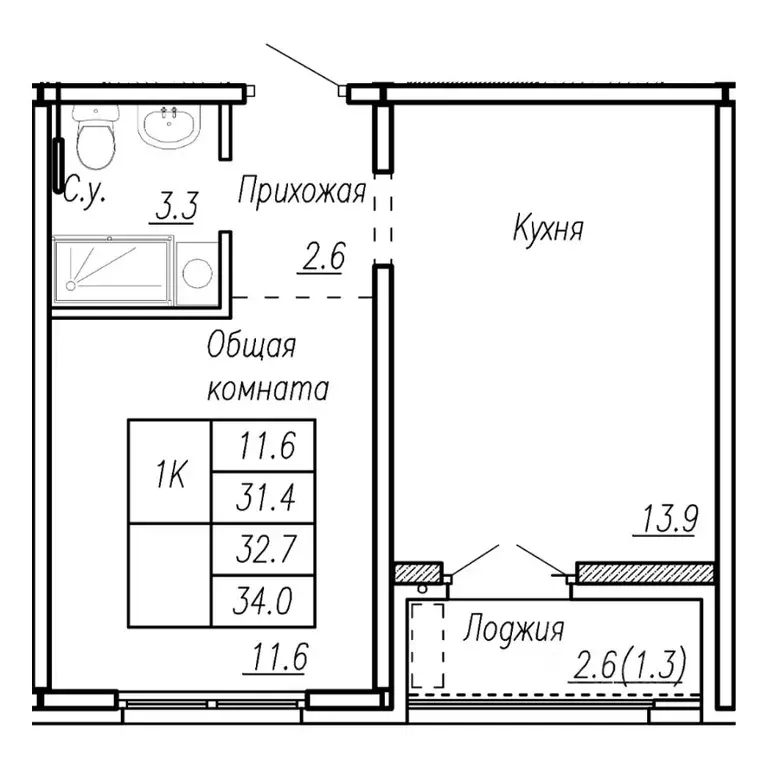 1-к кв. Алтайский край, Барнаул ул. Антона Петрова, 210Б (32.7 м) - Фото 0