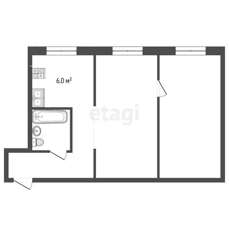 2-комнатная квартира: Чита, улица Ленина, 27 (42.2 м) - Фото 1