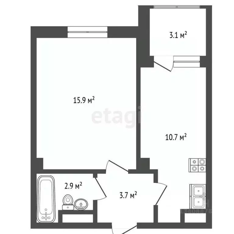 1-к кв. Ханты-Мансийский АО, Ханты-Мансийск Югорская ул., 1 (33.2 м) - Фото 2