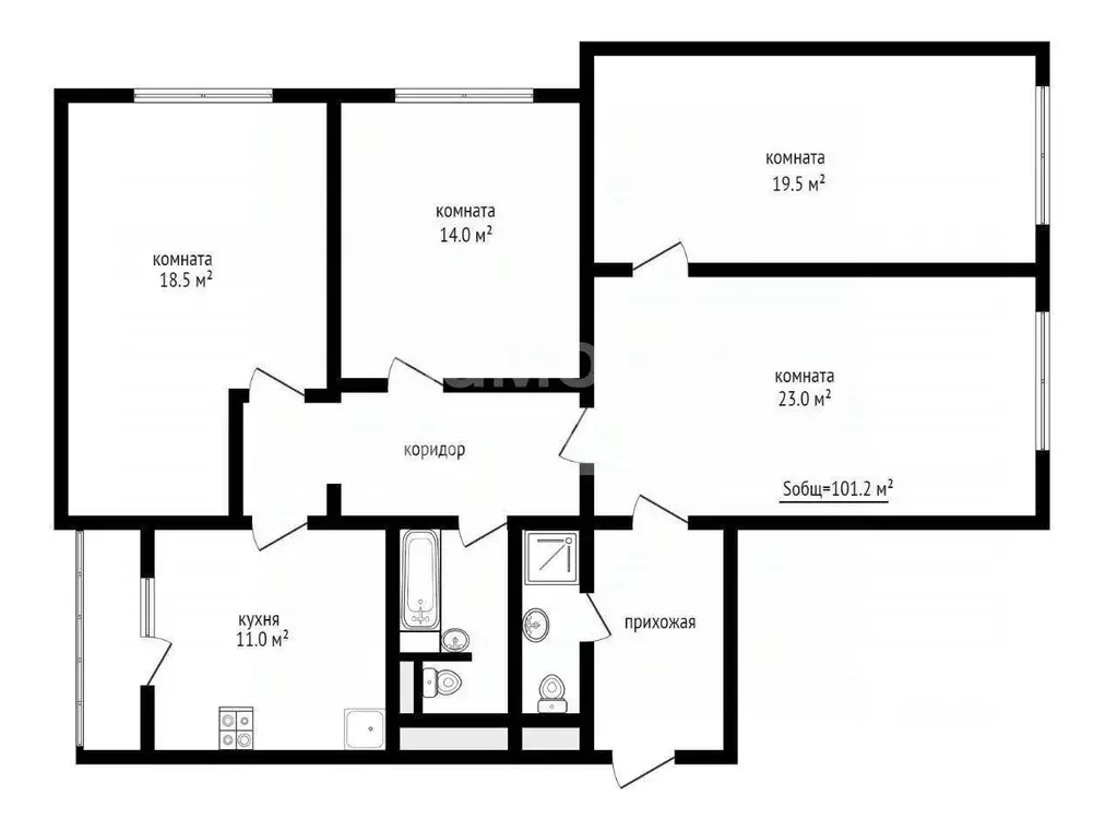 4-к кв. Москва Мичуринский просп., 27К2 (101.2 м) - Фото 2