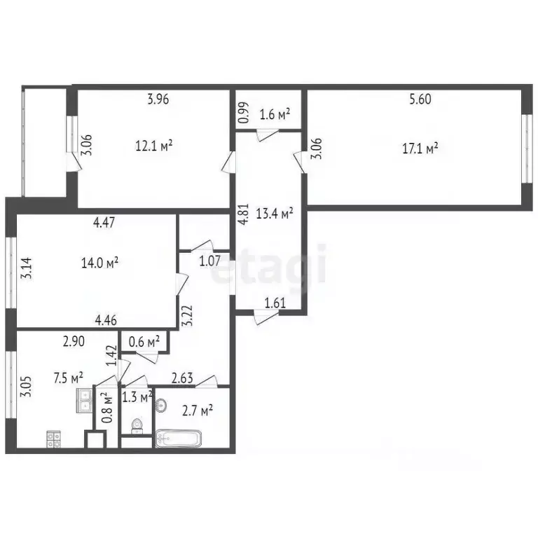 3-к кв. Санкт-Петербург Ольховая ул., 20 (72.1 м) - Фото 1