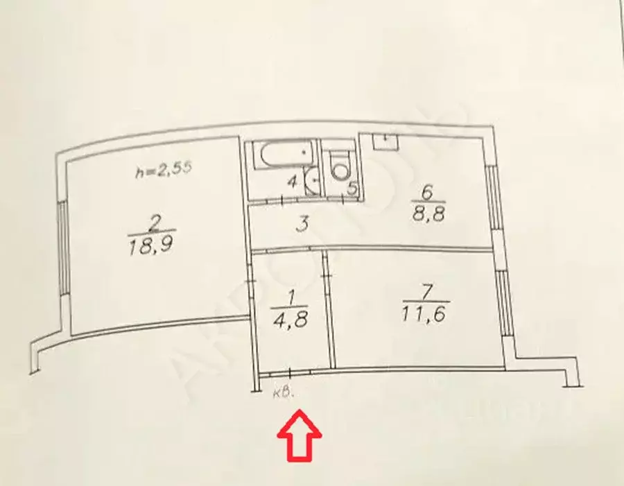 2-к кв. Красноярский край, Красноярск Фруктовая ул., 16 (51.1 м) - Фото 2