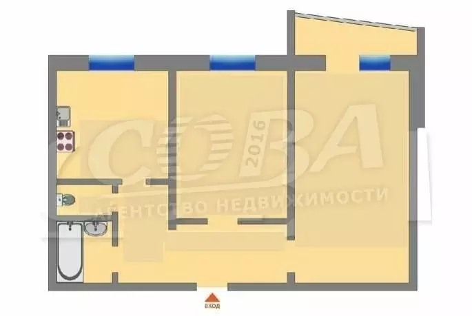 2-комнатная квартира: Тюмень, улица Энергетиков, 45А (51 м) - Фото 2