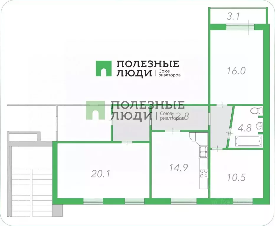 3-к кв. Санкт-Петербург Дунайский просп., 24 (79.1 м) - Фото 2