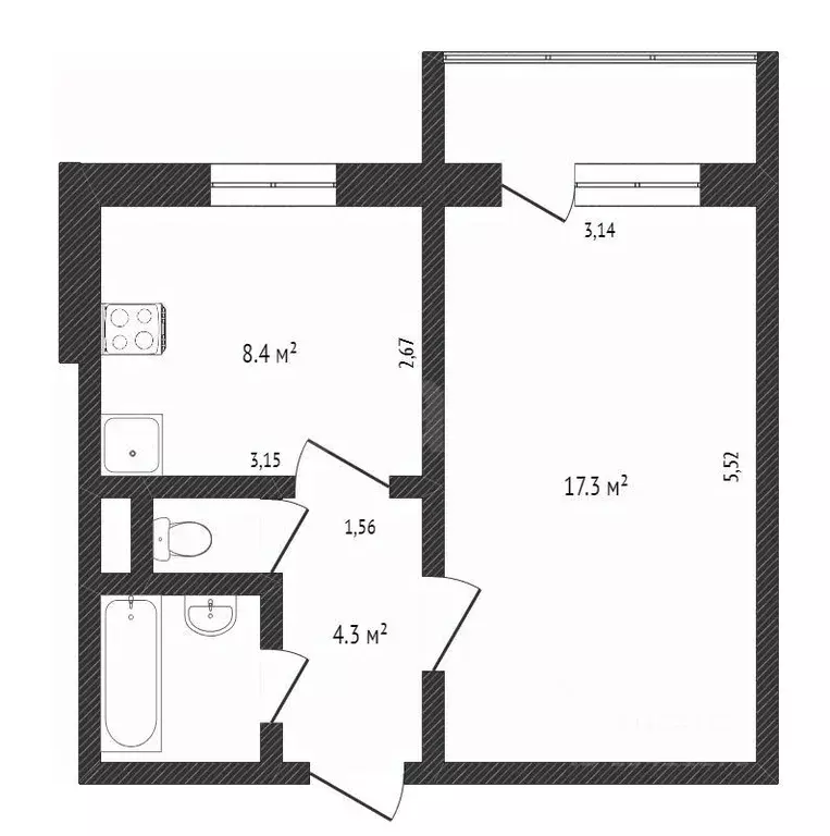 1-к кв. Белгородская область, Белгород ул. Газовиков, 9 (47.8 м) - Фото 1