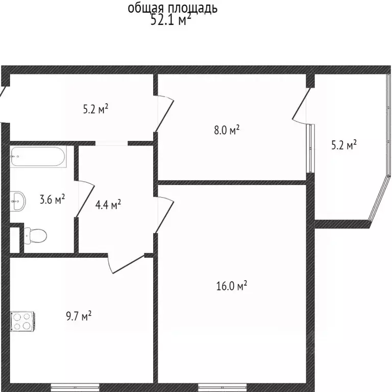 2-к кв. Ханты-Мансийский АО, Сургут ул. Замятинская, 7 (54.0 м) - Фото 1