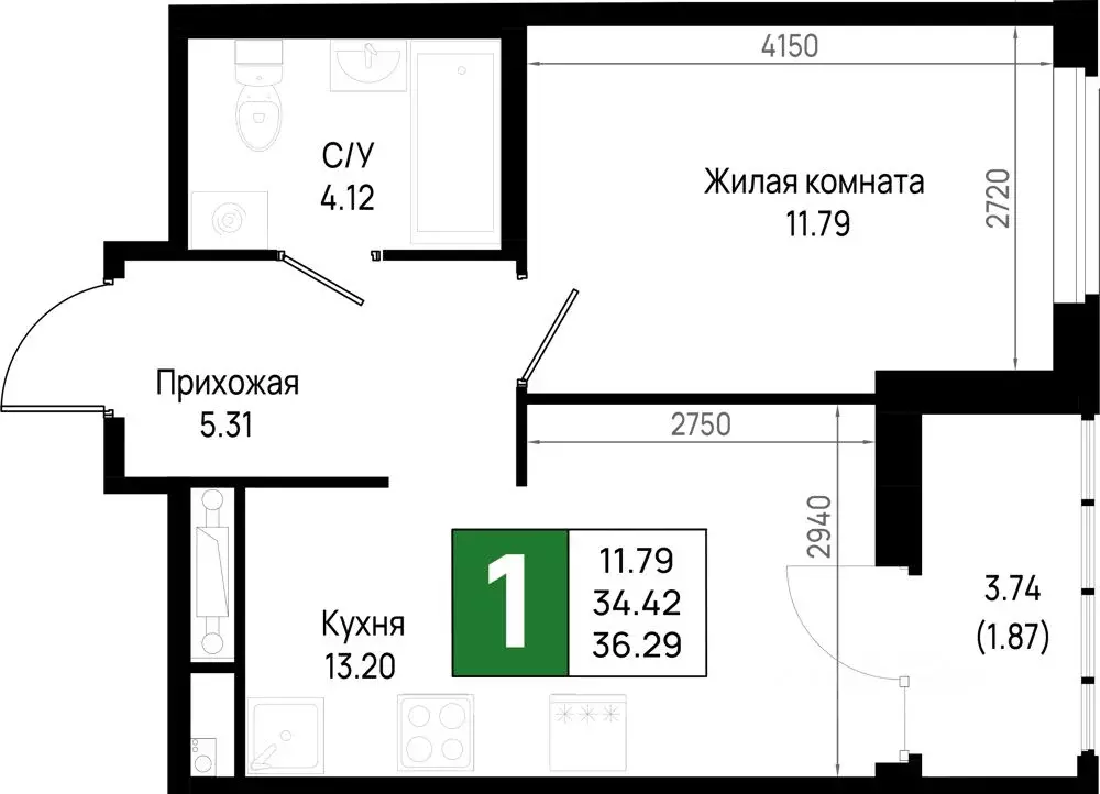 1-к кв. Ленинградская область, Всеволожский район, Свердловское ... - Фото 1