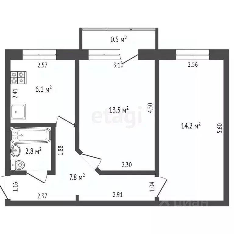 2-к кв. Томская область, Северск Коммунистический просп., 84 (44.0 м) - Фото 1