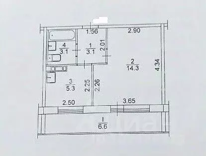 1-к кв. Томская область, Томск Солнечный мкр, ул. Обручева, 16А (29.0 ... - Фото 2