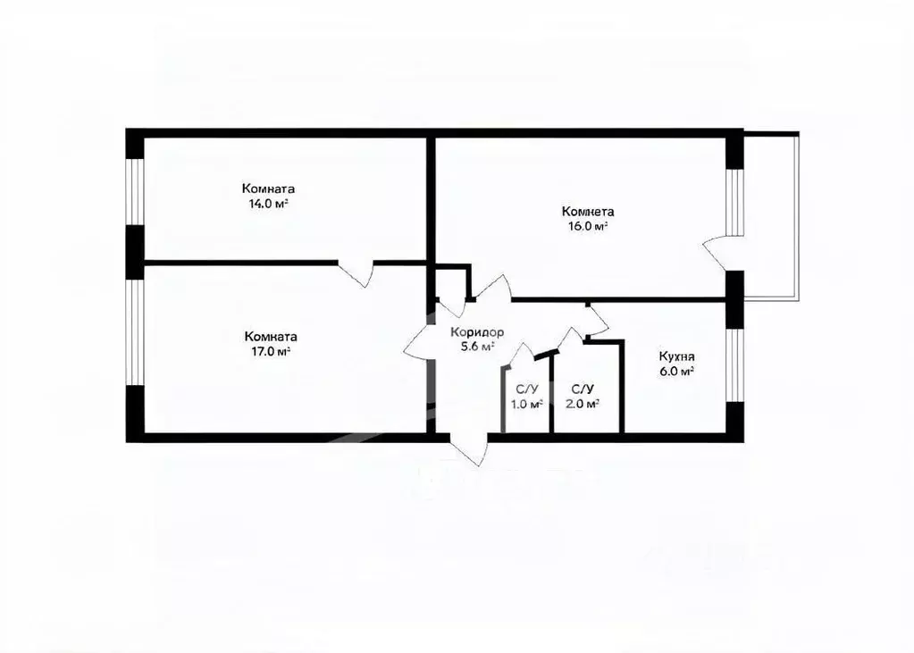Квартира, 3 комнаты, 62 м - Фото 1