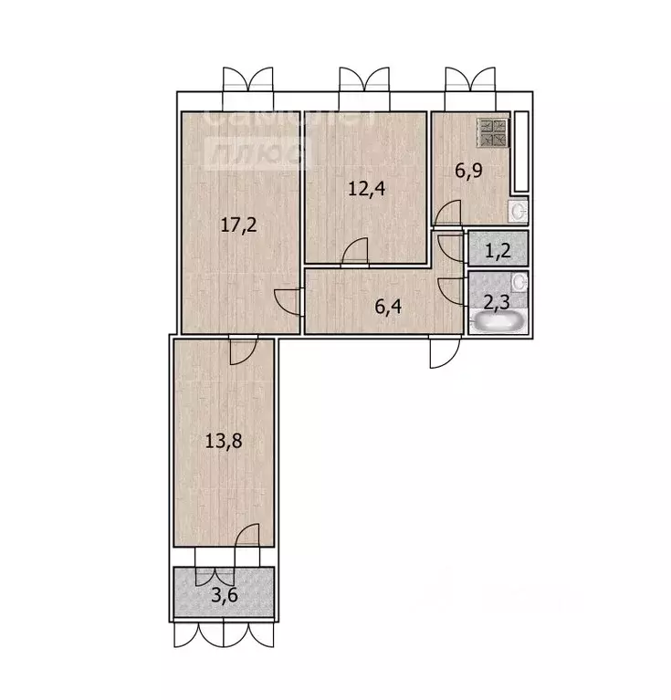 3-к кв. Башкортостан, Уфа ул. Машиностроителей, 4/1 (62.0 м) - Фото 1