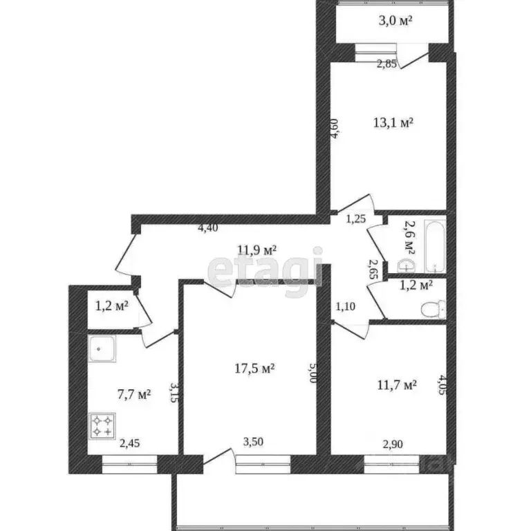 2-к кв. Хабаровский край, Комсомольск-на-Амуре просп. Мира, 5к2 (50.8 ... - Фото 2