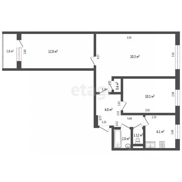 3-к кв. Калининградская область, Калининград Батальная ул., 72 (58.7 ... - Фото 1
