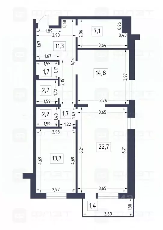 2-к кв. Татарстан, Казань ул. Сибгата Хакима, 60 (79.3 м) - Фото 1