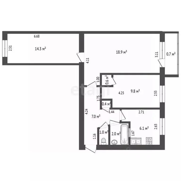 3-к кв. Московская область, Луховицы ул. Гайдара, 5 (60.8 м) - Фото 2