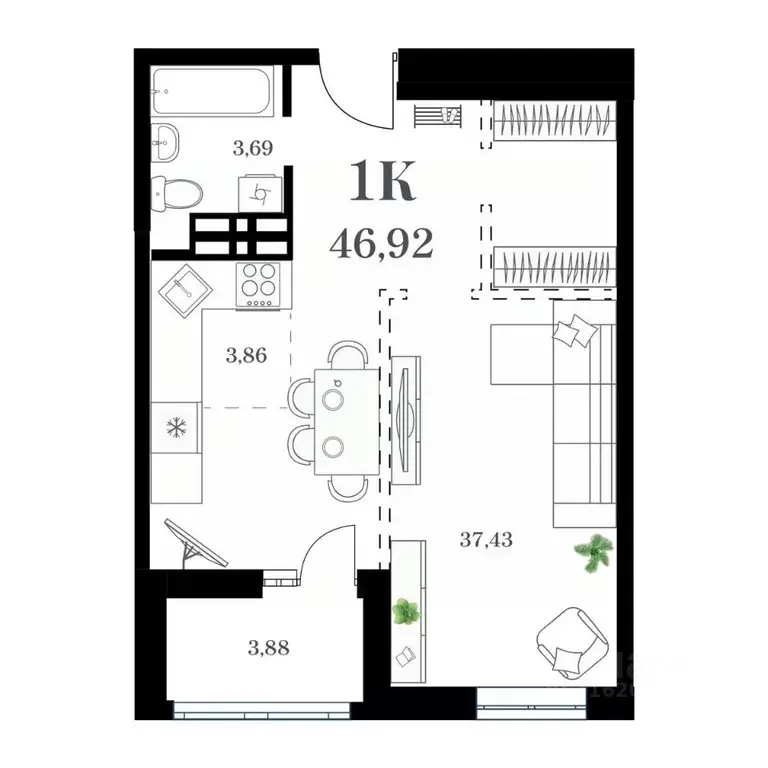 1-к кв. Приморский край, Владивосток ул. Леонова, 54 (46.92 м) - Фото 0