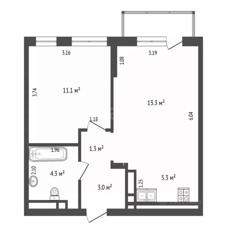 1-к кв. Тюменская область, Тюмень ул. Газовиков, 38к2 (38.3 м) - Фото 1