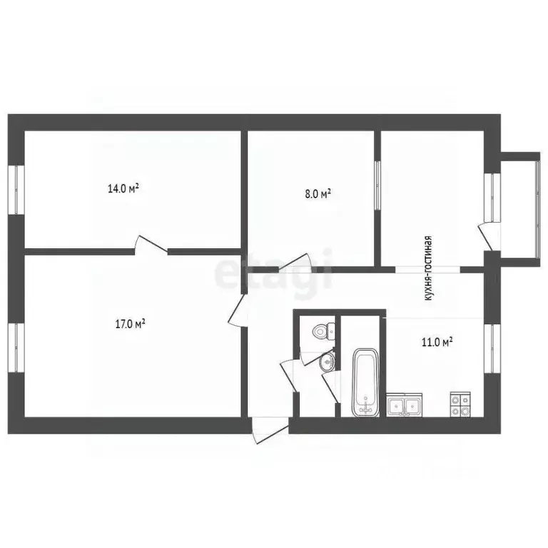 3-к кв. Тюменская область, Тюмень Микрорайон мыс, ул. Мусоргского, 38 ... - Фото 2