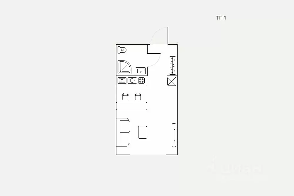 Студия Москва Автозаводская ул., 23Бк2 (22.0 м) - Фото 2