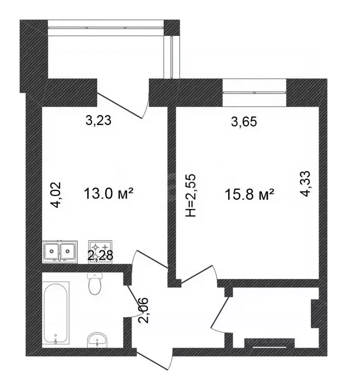 1-к кв. Омская область, Омск ул. Арнольда Нейбута, 14 (40.7 м) - Фото 1