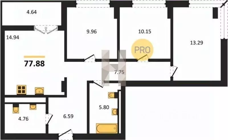 3-к кв. Калининградская область, Гурьевск ул. Героя России ... - Фото 1