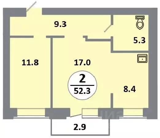 2-к кв. Красноярский край, Красноярск просп. 60 лет Образования СССР, ... - Фото 1