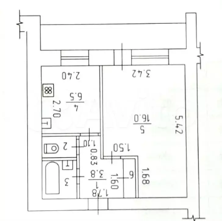 1-к. квартира, 31 м, 3/9 эт. - Фото 0