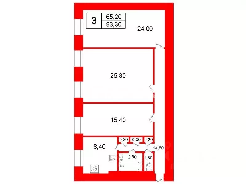 3-к кв. Санкт-Петербург 8-я Васильевского острова линия, 45/34 (93.3 ... - Фото 2
