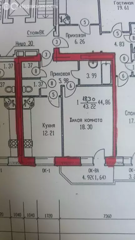 1-комнатная квартира: Воронеж, улица Шишкова, 70А (44.86 м) - Фото 1