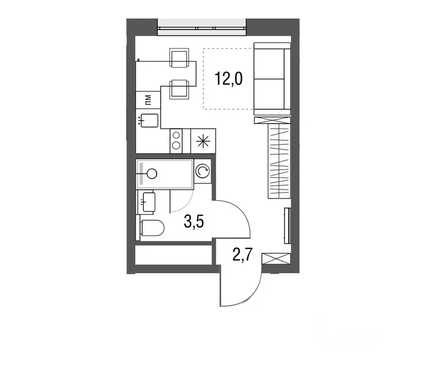 Студия Москва Тагильская ул., 2к1 (18.3 м) - Фото 0