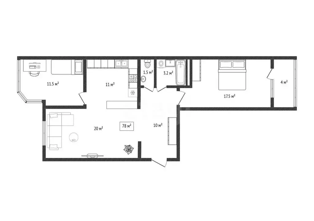 3-комнатная квартира: Махачкала, улица Хаджи Булача, 17Д (78 м) - Фото 1