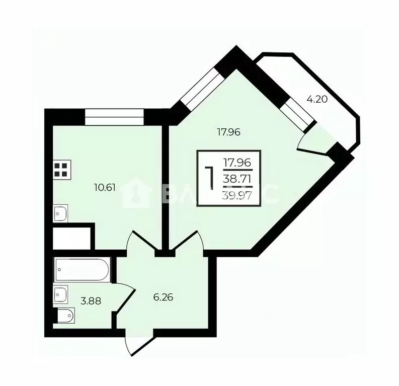 1-к кв. Санкт-Петербург ул. Русановская, 9 (40.0 м) - Фото 2