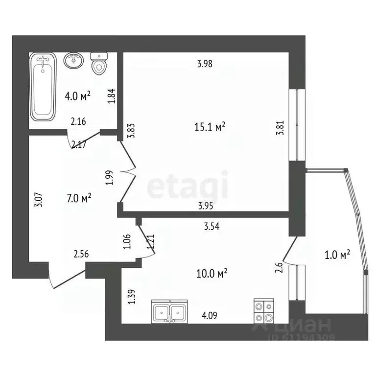 1-к кв. Мордовия, Саранск ул. Гагарина, 102 (36.1 м) - Фото 2