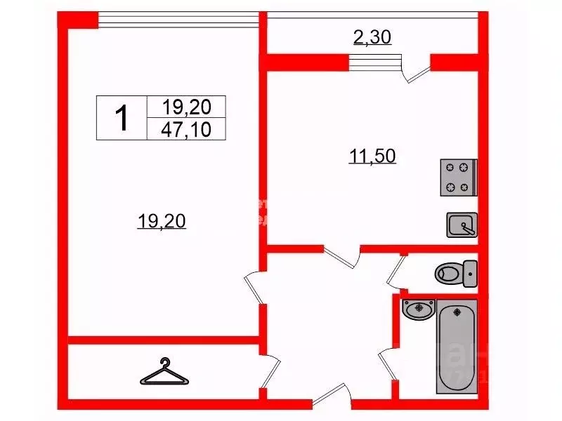 1-к кв. Санкт-Петербург Бухарестская ул., 118к1 (47.1 м) - Фото 1