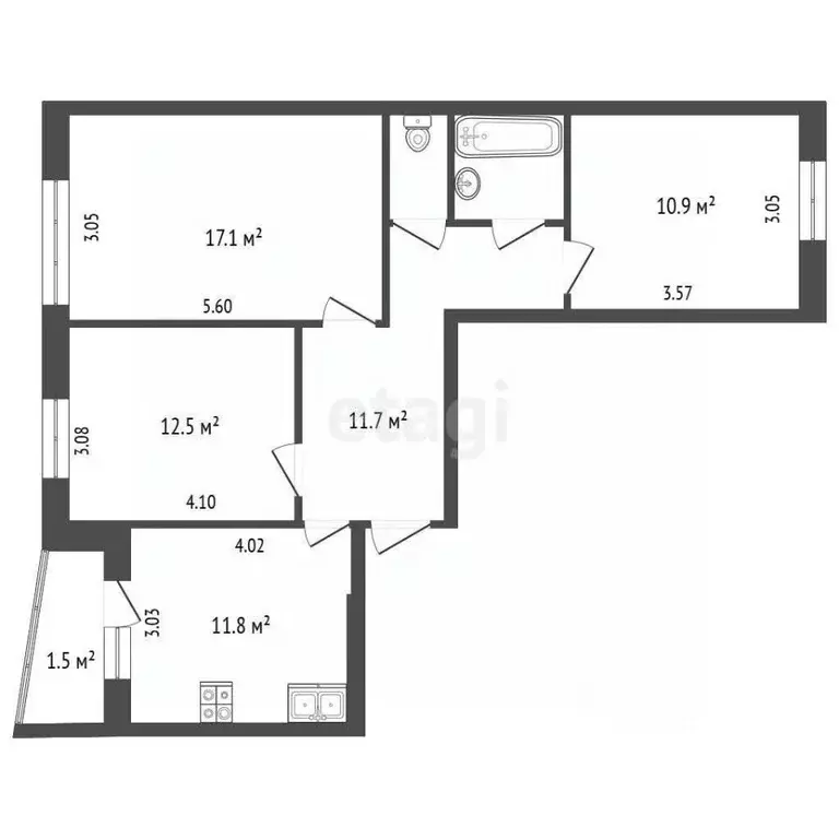 3-к кв. Псковская область, Псков Рижский просп., 95 (67.8 м) - Фото 2
