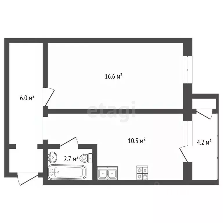 1-к кв. Ханты-Мансийский АО, Ханты-Мансийск Снежная ул., 5 (39.6 м) - Фото 1
