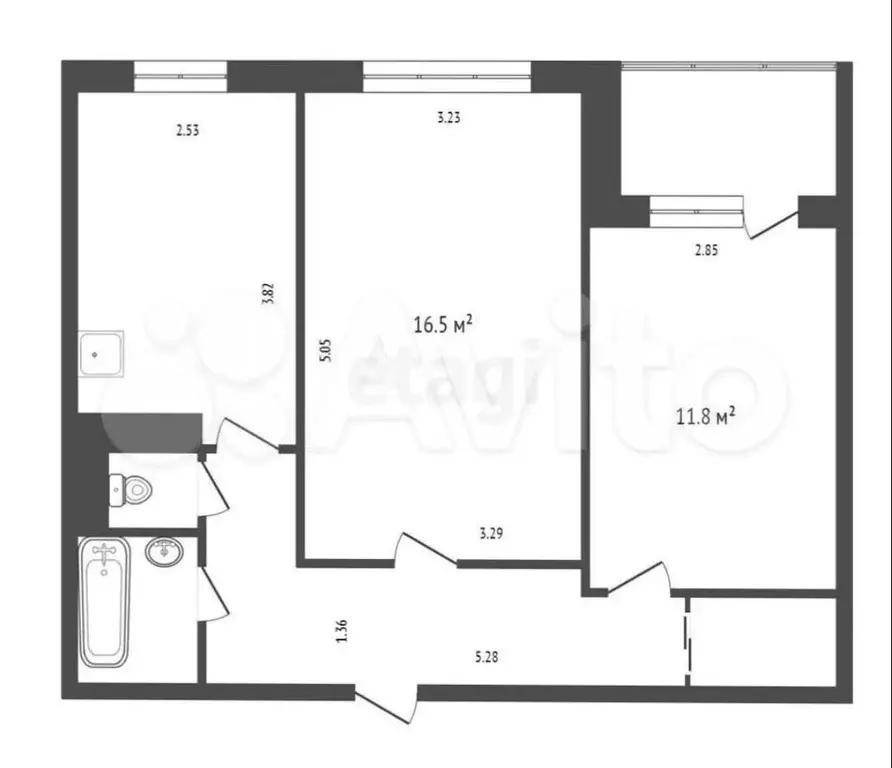 2-к. квартира, 52,7 м, 3/9 эт. - Фото 0