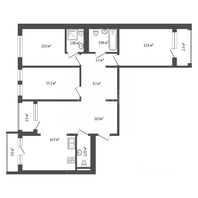 3-к кв. Тюменская область, Тюмень ул. Энергетиков, 42 (100.0 м) - Фото 2