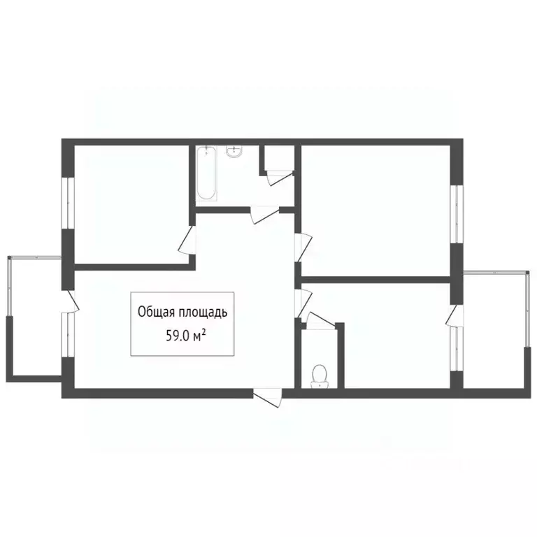 3-к кв. Томская область, Томск ул. Мичурина, 63 (59.0 м) - Фото 2