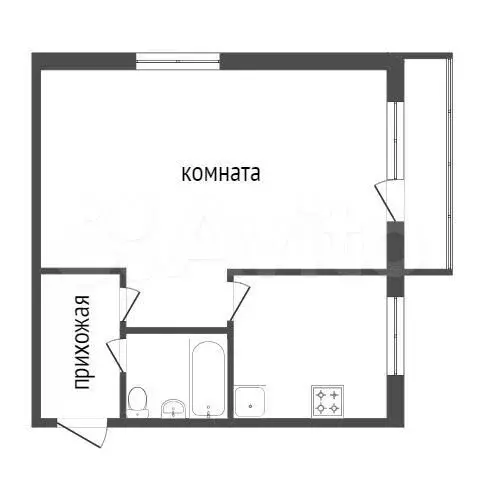 1-к. квартира, 30,4 м, 3/5 эт. - Фото 0