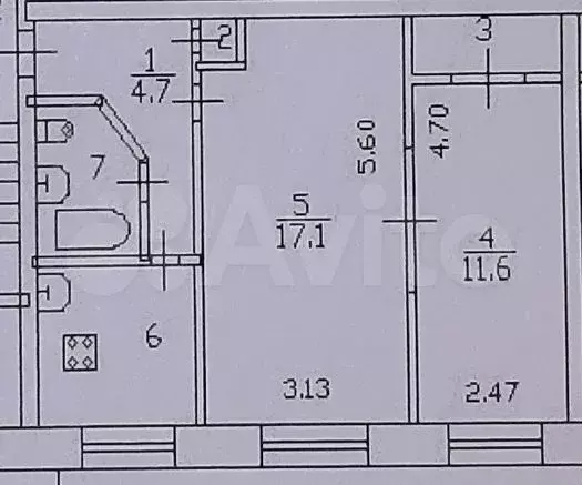 2-к. квартира, 44,8 м, 1/5 эт. - Фото 0