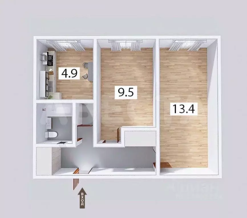 2-к кв. Омская область, Омск Крутая Горка мкр, ул. Силина, 11 (39.0 м) - Фото 2