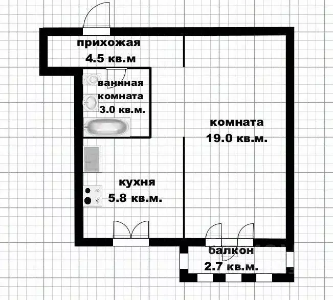 1-к кв. Башкортостан, Уфа Интернациональная ул., 119/1 (33.1 м) - Фото 1