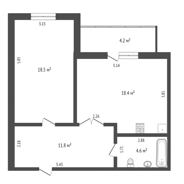 1-к кв. Тюменская область, Тюмень Метелева мкр, ул. Метелевская, 2 ... - Фото 2