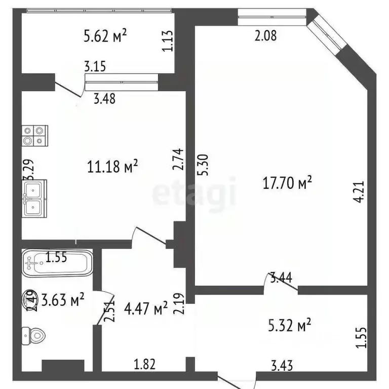 1-к кв. Саха (Якутия), Якутск 203-й мкр, 7 (42.3 м) - Фото 2