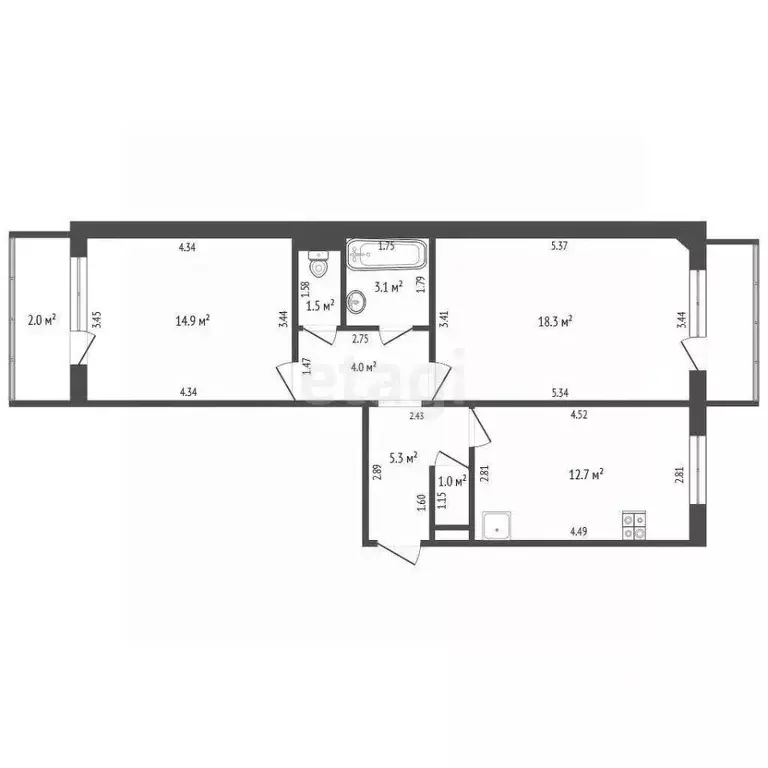2-к кв. Мордовия, Саранск ул. Сущинского, 20 (60.8 м) - Фото 1