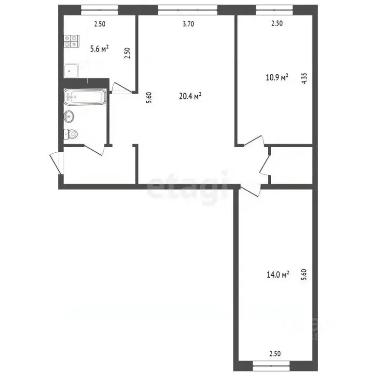 3-к кв. Орловская область, Орел ул. Игнатова, 33 (58.7 м) - Фото 1