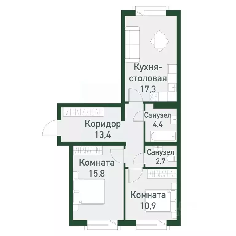 2-к кв. Челябинская область, Челябинский городской округ, пос. ... - Фото 0