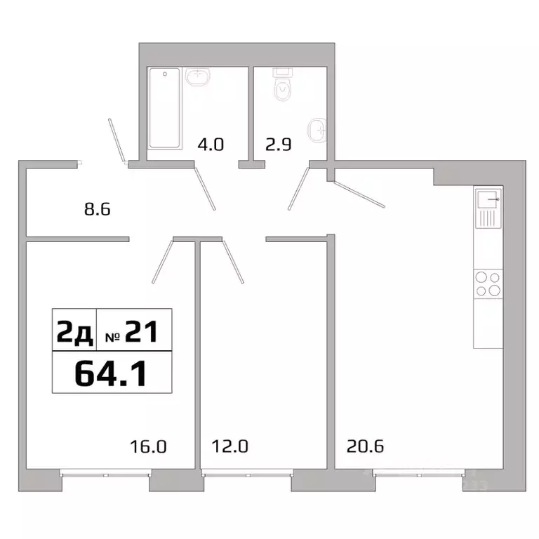 2-к кв. Иркутская область, Иркутск ИВАТУ городок,  (64.1 м) - Фото 1